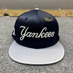 New York Yankees New Era Script Logo Satin Fitted Hat Size 7 3/8